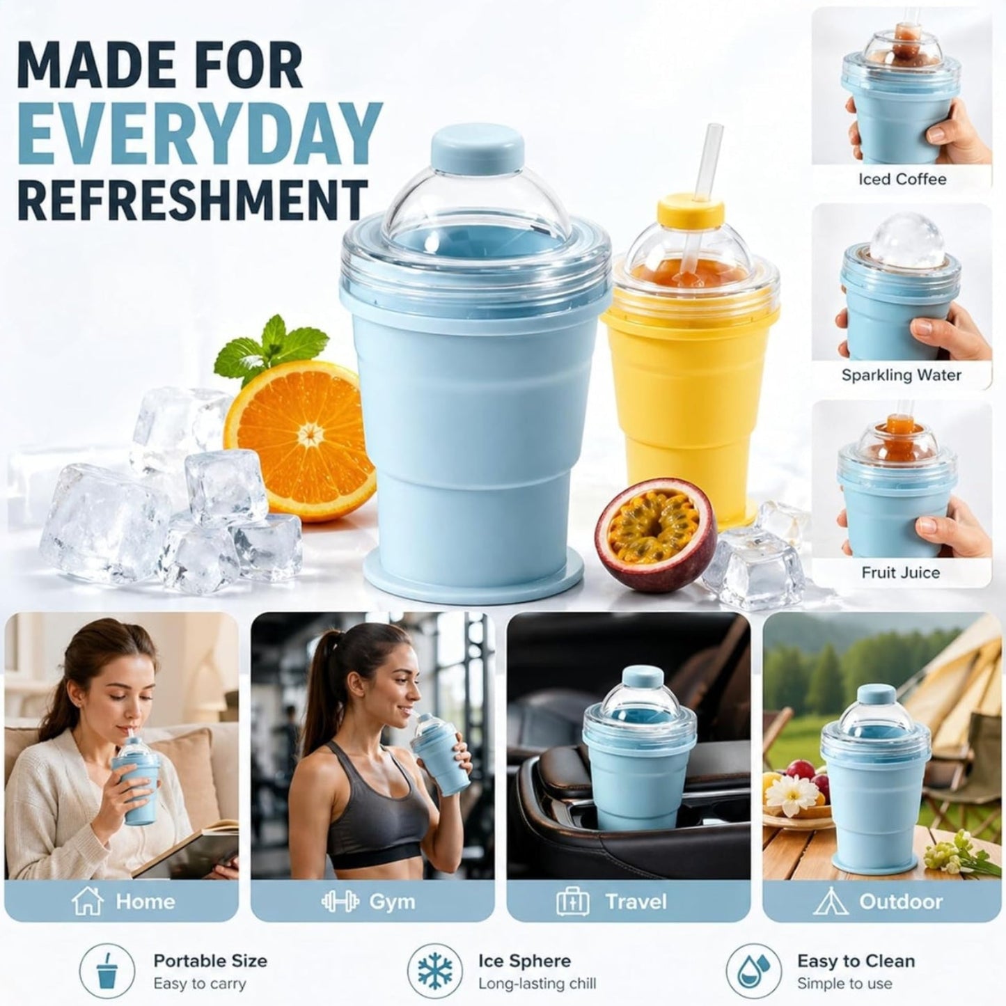 2-In-1 Collapsible Ice Ball Cup