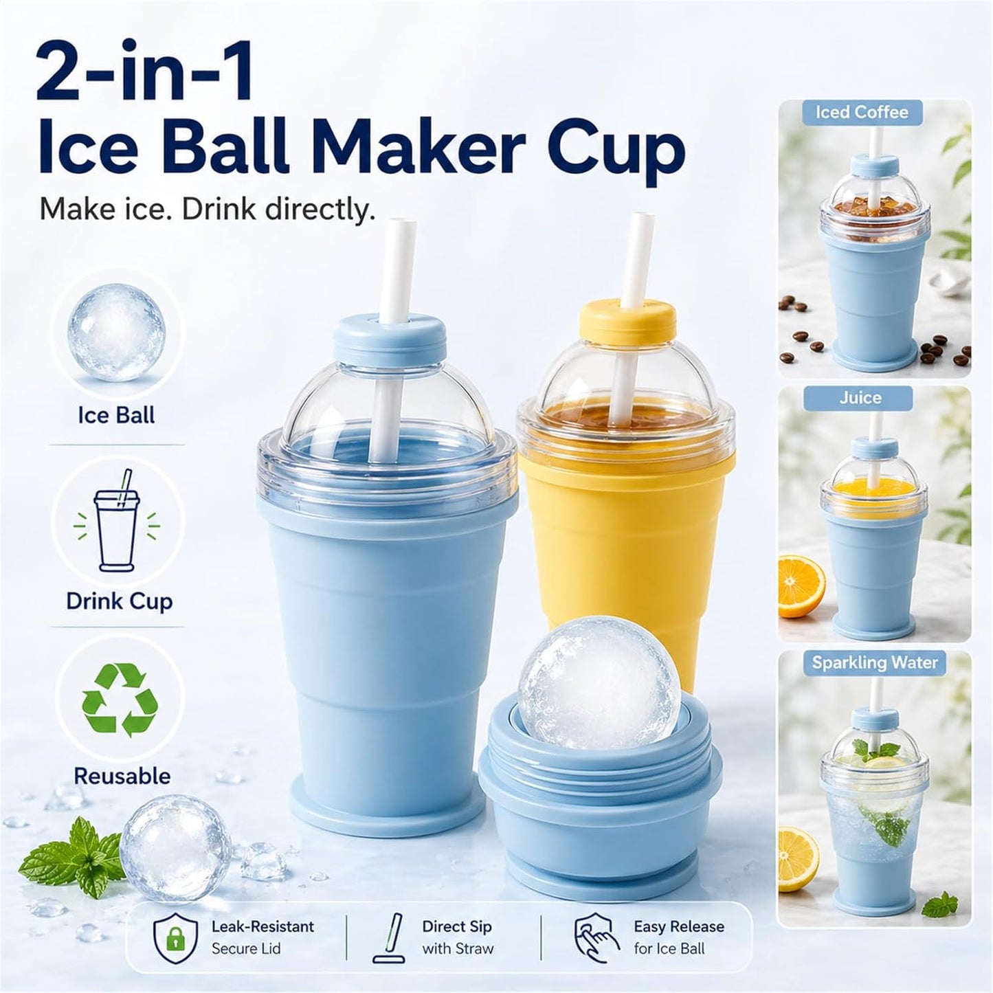 2-In-1 Collapsible Ice Ball Cup