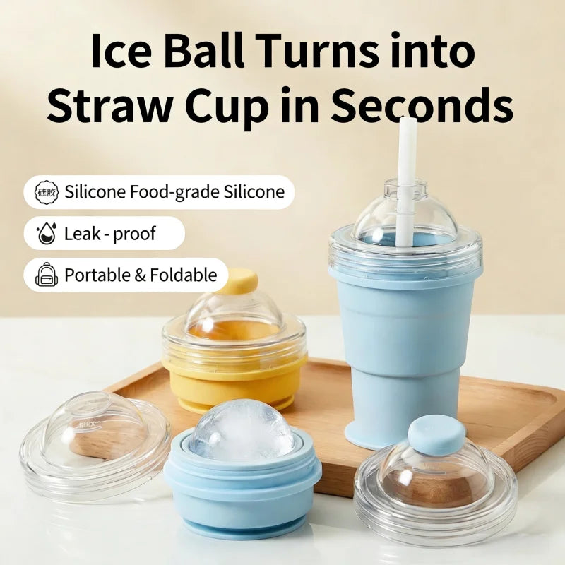 2-in-1 Collapsible Ice Ball Cup Tumbler - Image 2